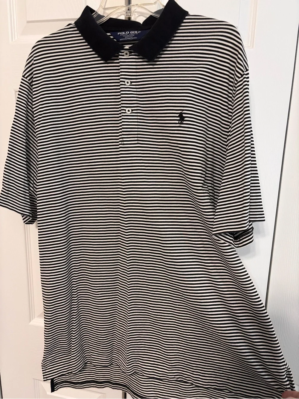 Polo Golf Ralph Lauren Polo Shirt Mens XL Black White Stripe Pima Cotton Golf